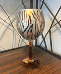 Pier 1 Imports Zebra Balloon Wine Glass, Amber Stemware, Hand-Blown Safari Chic