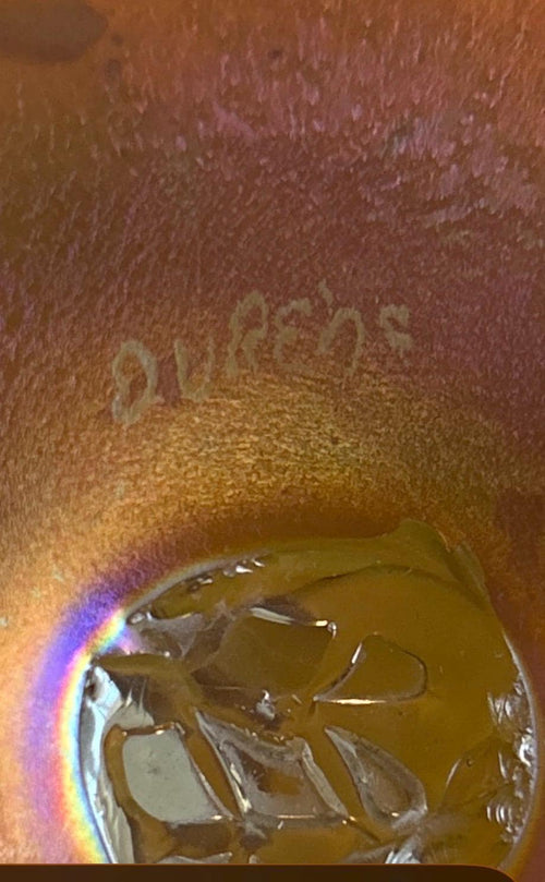 Antique Steuben Gold Aurene Art Glass Vase Shape 2683 Signed Frederick Carder c 1910, 8 Inch Iridescent Gold Favrile Glass Swollen Shoulder