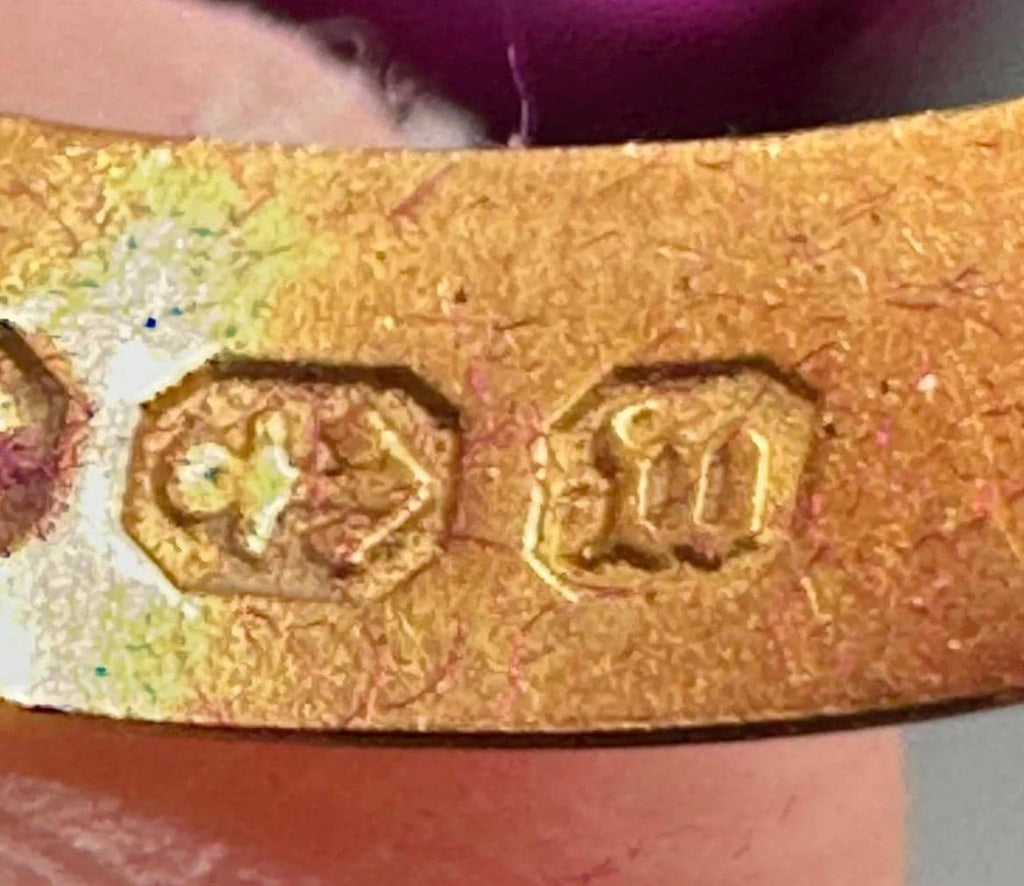 Antique Victorian 22k Gold Ring Birmingham Turquoise Alabaster & Wilson