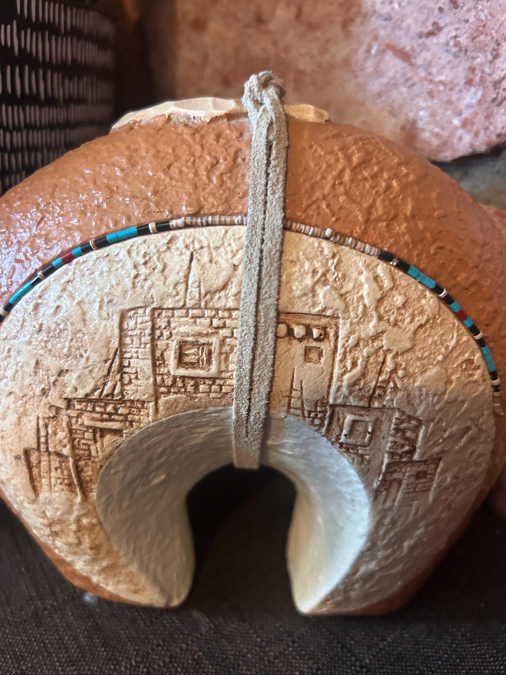 Zuni Fetish-Native American BEAR Heavy Handcrafted Pottery Signed Jobeth Maize