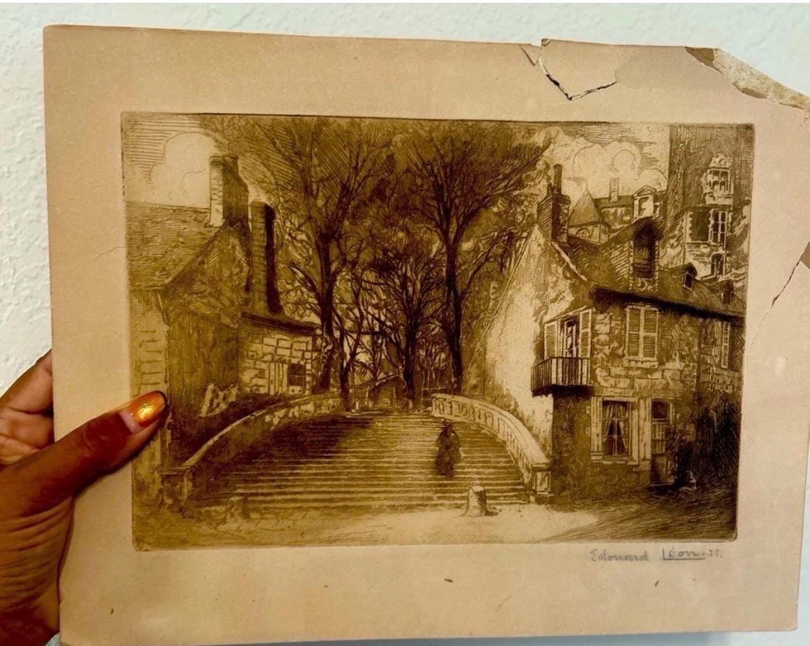 Edouard-Henri Leon Original Etching 1921 Signed French Cityscape Street Scene