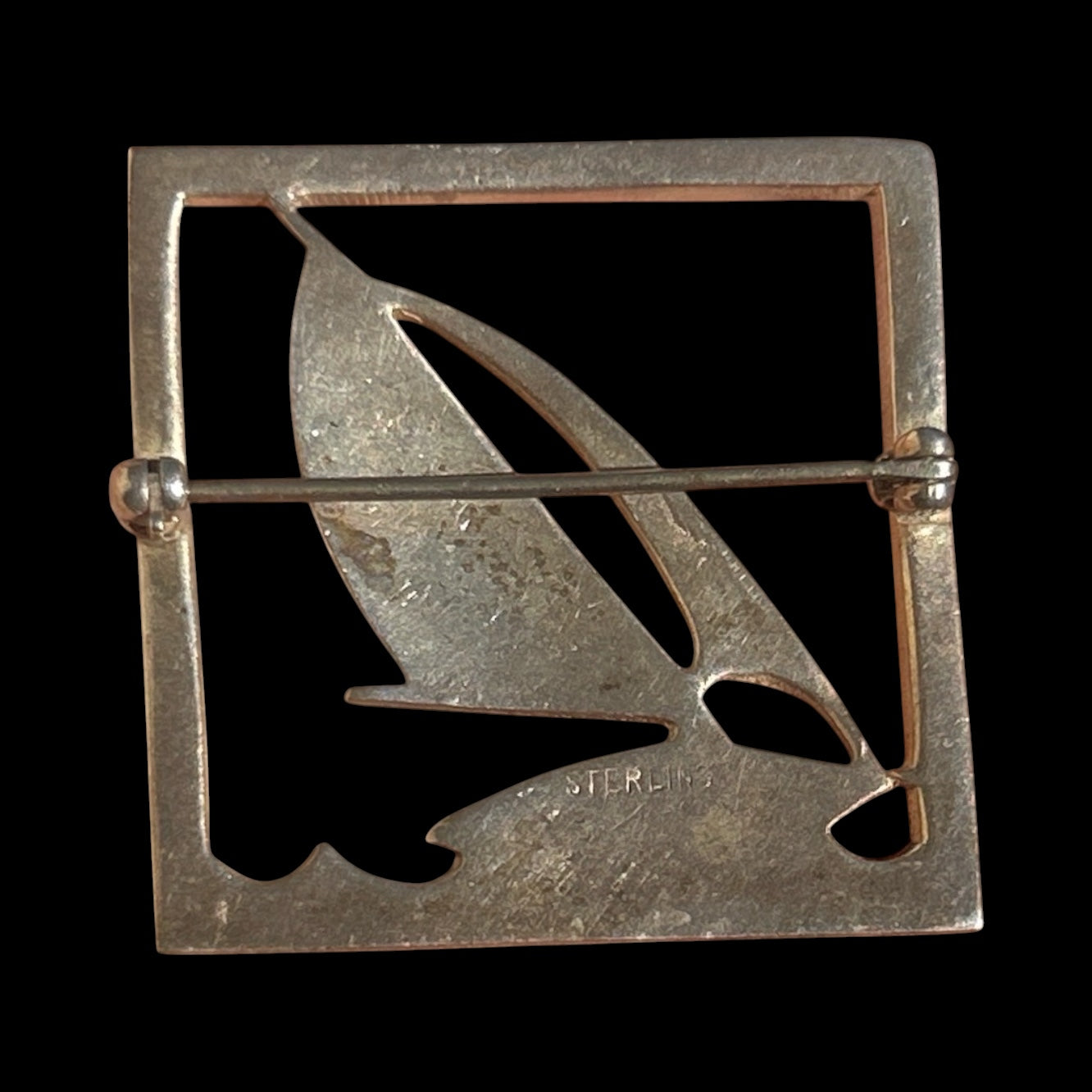 Vintage Sterling Silver Sailboat Brooch Pin - Midcentury
