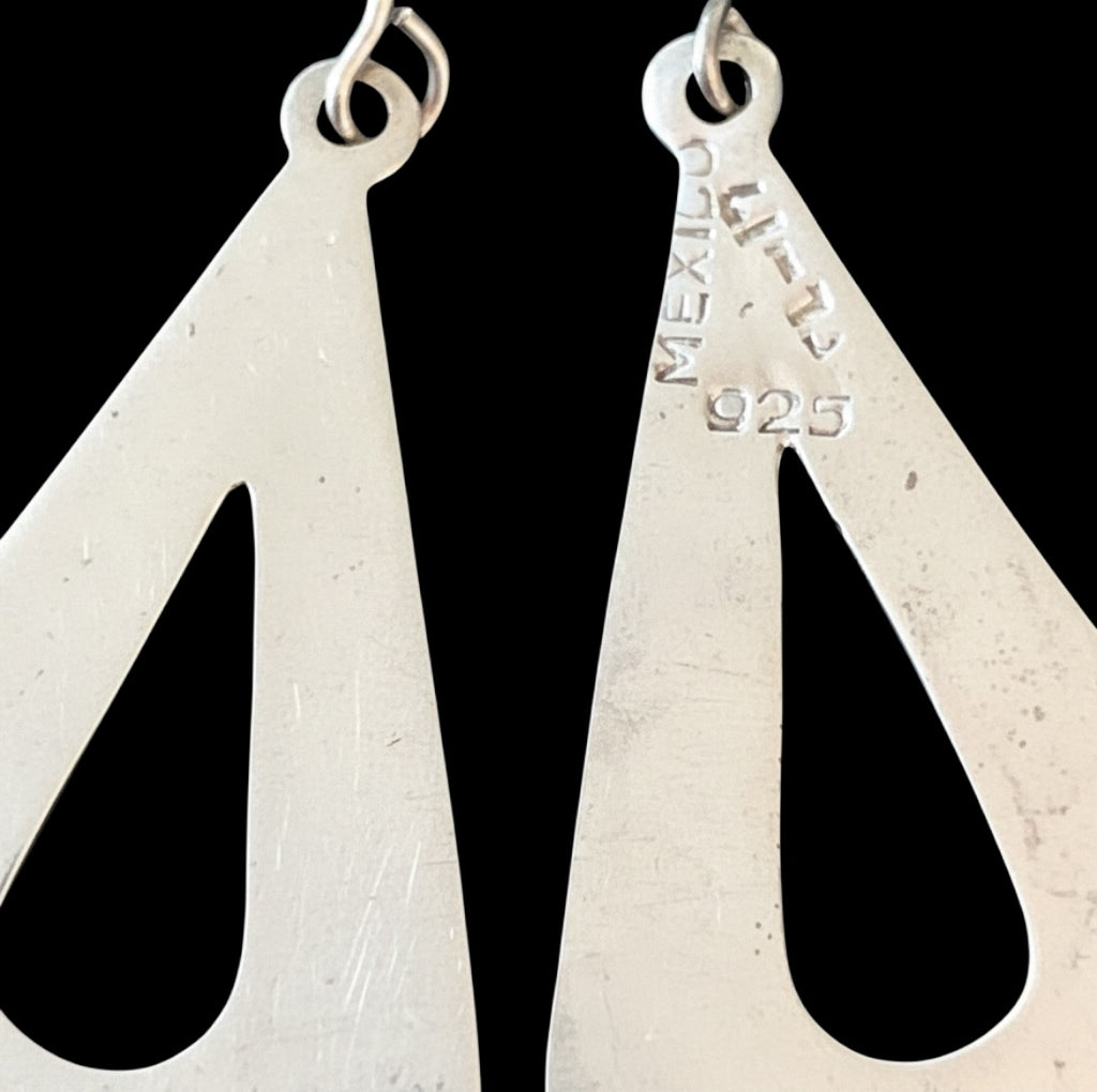 Vintage Taxco TL-17 Sterling Silver Abalone Teardrop Earrings ✨ Mexican 925 Silver Inlay Mosaic Boho Statement Dangle Drops