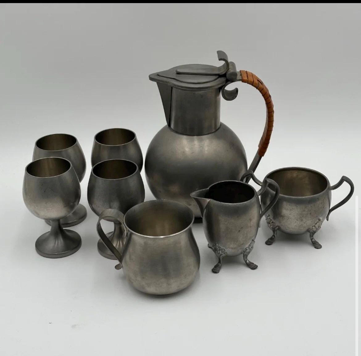 Vintage 8-Piece Pewter Wallace, Norway Pewter, Service- Signed Arne Haugrud