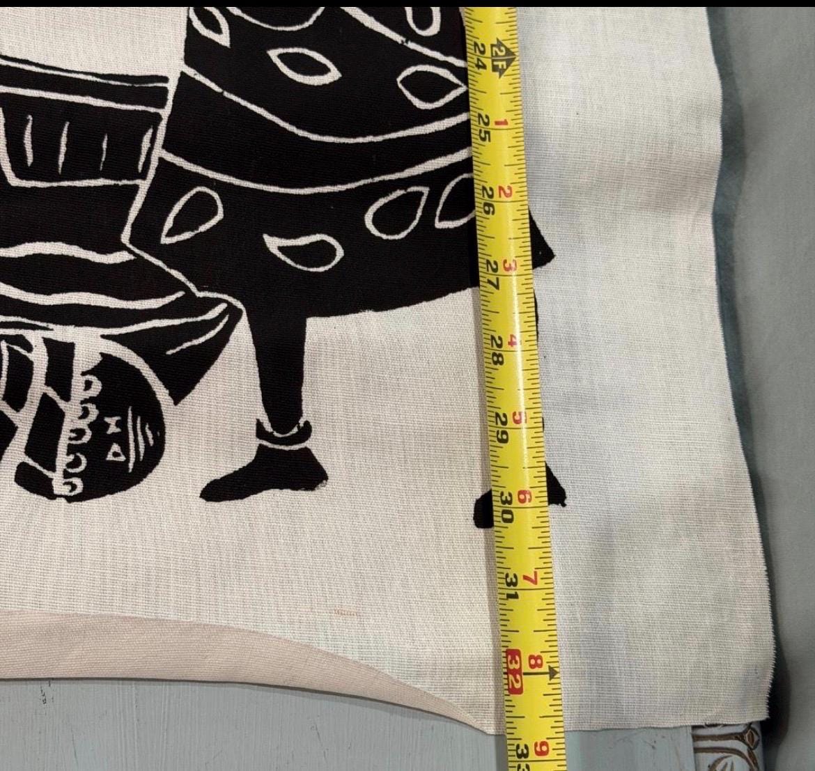 Vintage Mid-Century Maasai Folk Art Set - 4 Hand-Printed Linen Wall Hangings