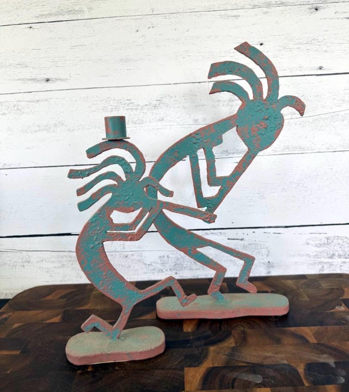 Vintage Kokopelli Metal Candlestick Holder Sculpture Signed 1991 Southwest 15"