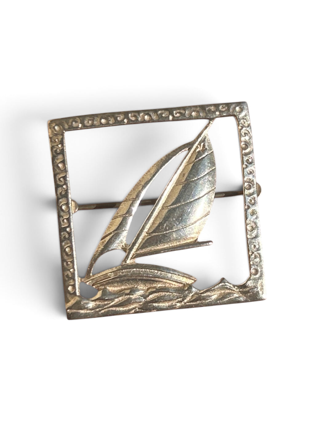 Vintage Sterling Silver Sailboat Brooch Pin - Midcentury