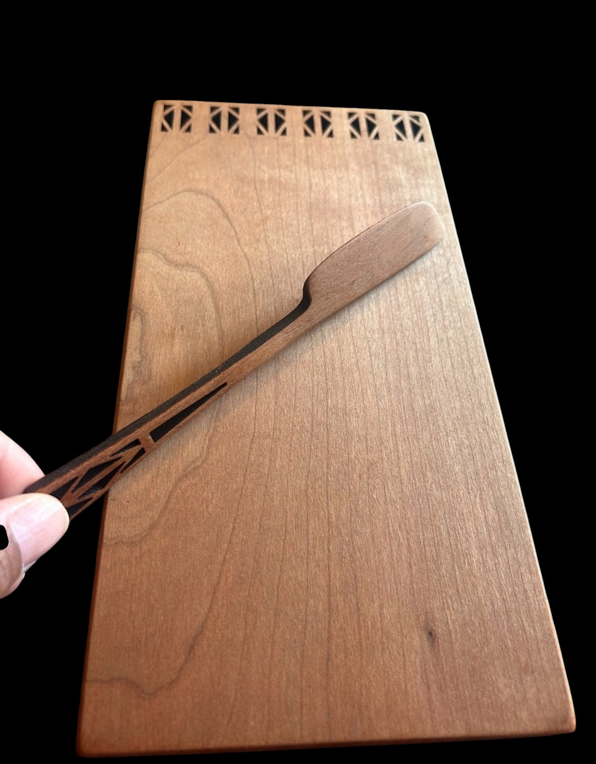 Moonspoon Butter Board & Spreader. Cheese Board. Handmade USA. Cherry Wood.