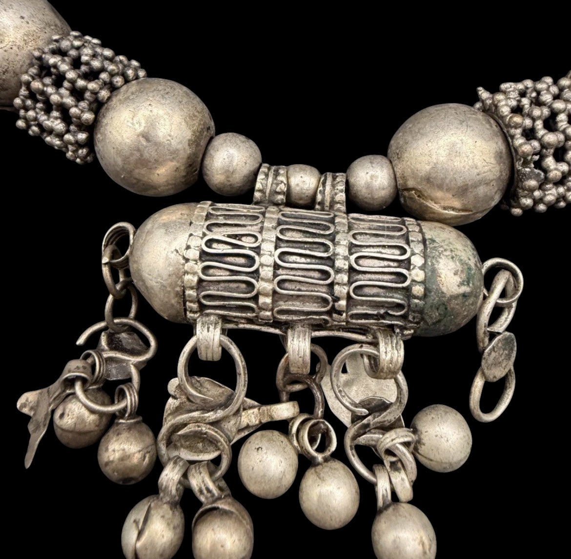 Antique Yemeni Bedouin Silver Hirz Amulet Jewelry Set — World Traveler Estate Find