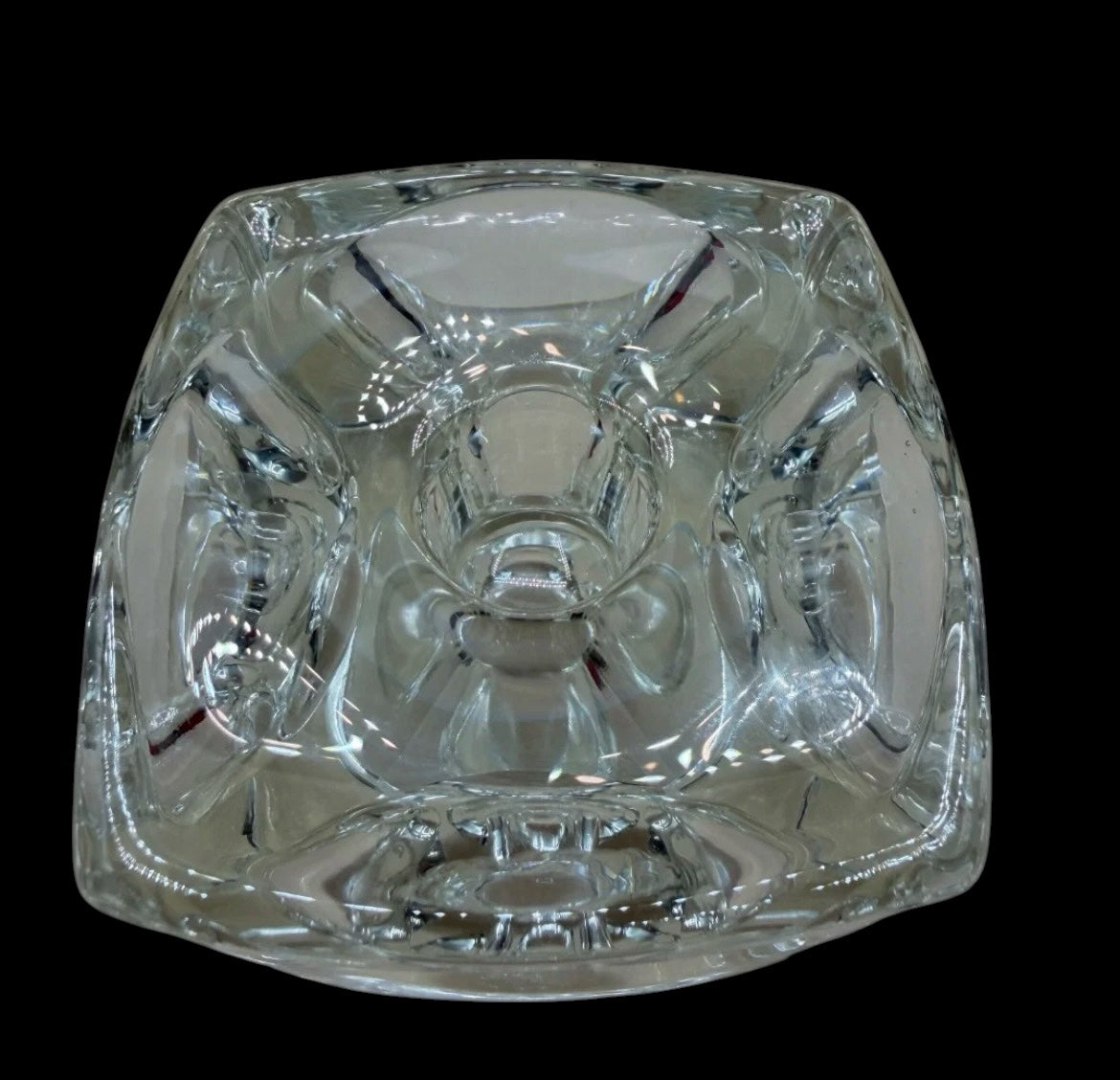 Rudolf Jurnikl "Ice Cube" Art Glass Candle Holder | Sklo Union, Czechoslovakia, 1960s