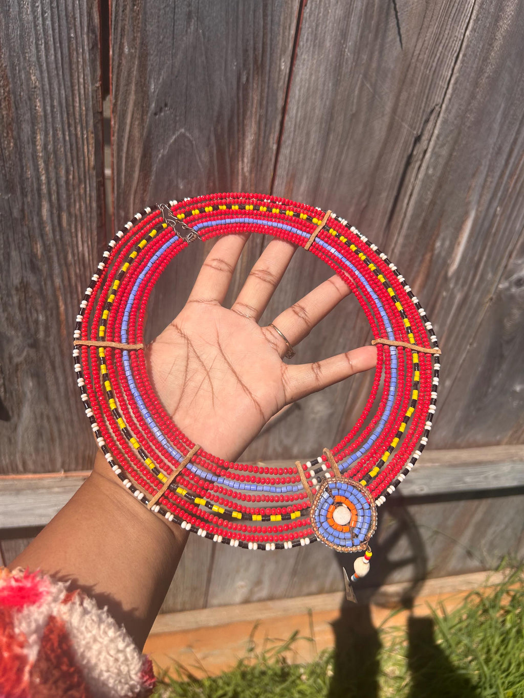 Vintage African Maasai Beaded Collar Necklace MCM Estate Tribal Art 1970s
