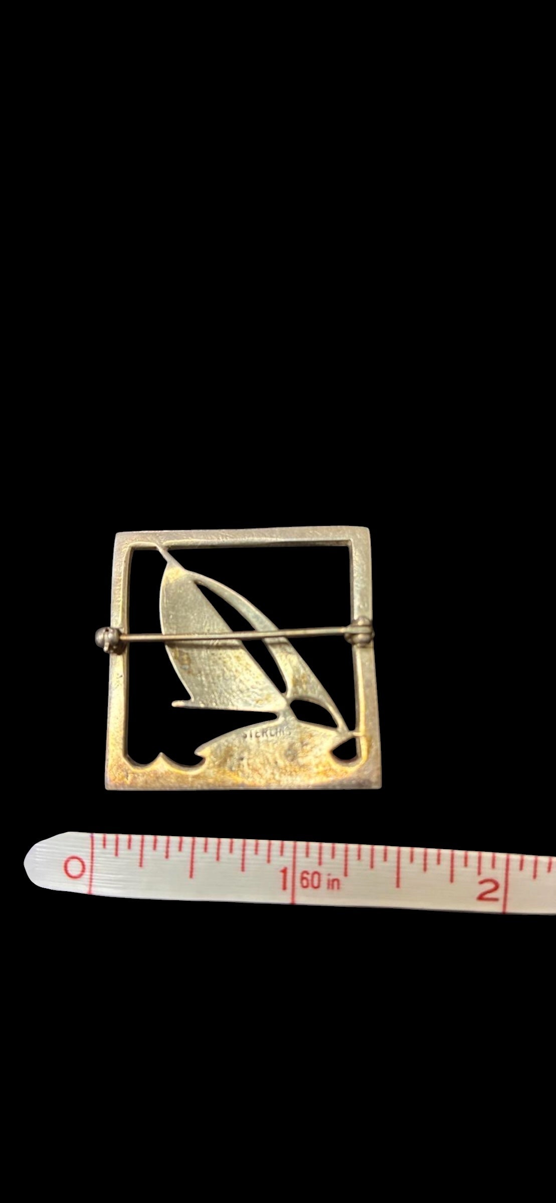 Vintage Sterling Silver Sailboat Brooch Pin - Midcentury