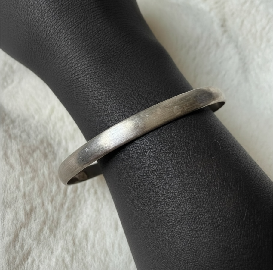 Vintage Taxco Silver Domed Bangle • Mid-Century Minimalist • Circa 1950s