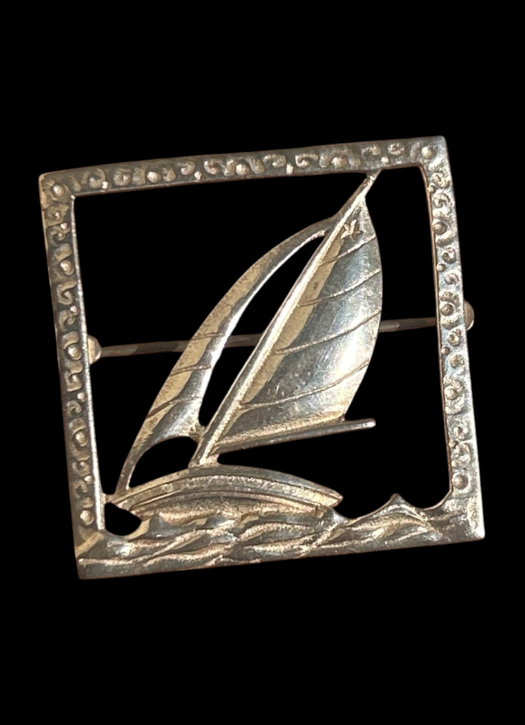 Vintage Sterling Silver Sailboat Brooch Pin - Midcentury