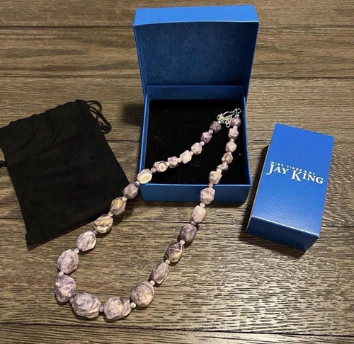 Jay King DTR Chunky Violet Stone Necklace 18" 925 Silver – Original Box & Bag