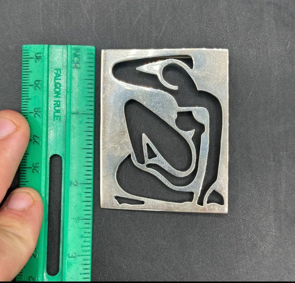 Vintage Mexican Sterling Silver Modernist Matisse-Style Brooch – 20.4g