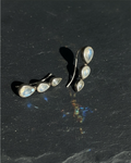925 Sterling Silver Rainbow Moonstone Tear Drop Ear Climber Crawler Earrings 2”