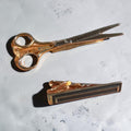 VTG Signed SWANK Tie Clip Lot - Gold Tone Scissors & Sleek Mid Century Bar Set