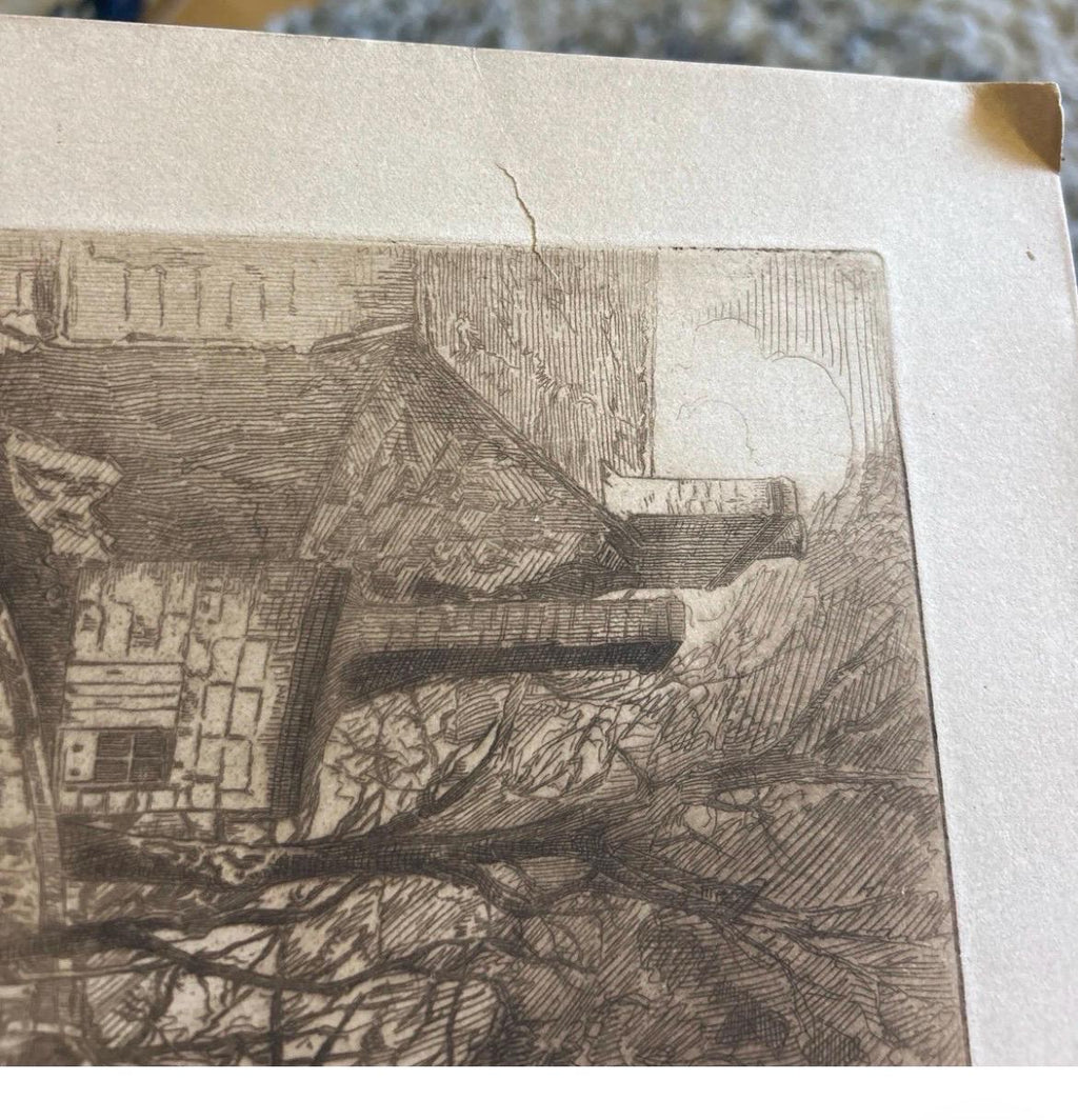 Edouard-Henri Leon Original Etching 1921 Signed French Cityscape Street Scene