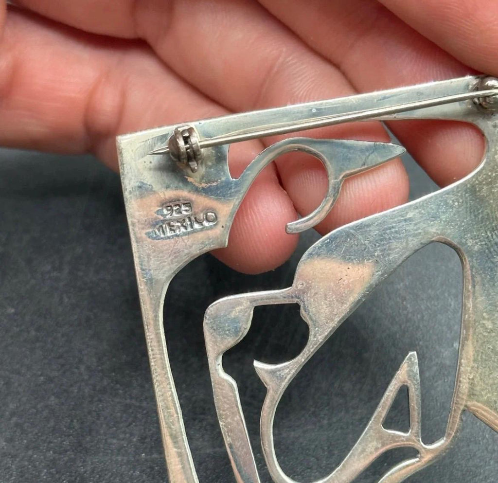 Vintage Mexican Sterling Silver Modernist Matisse-Style Brooch – 20.4g