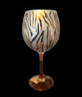Pier 1 Imports Zebra Balloon Wine Glass, Amber Stemware, Hand-Blown Safari Chic