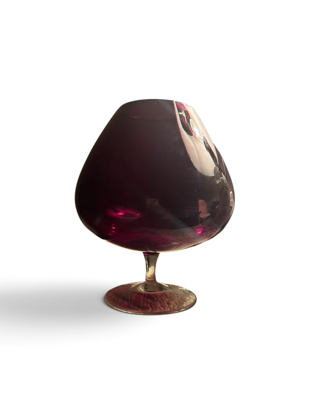 Vintage Mid-Century Amethyst Glass Brandy Snifter Balloon Vase - 7.5"