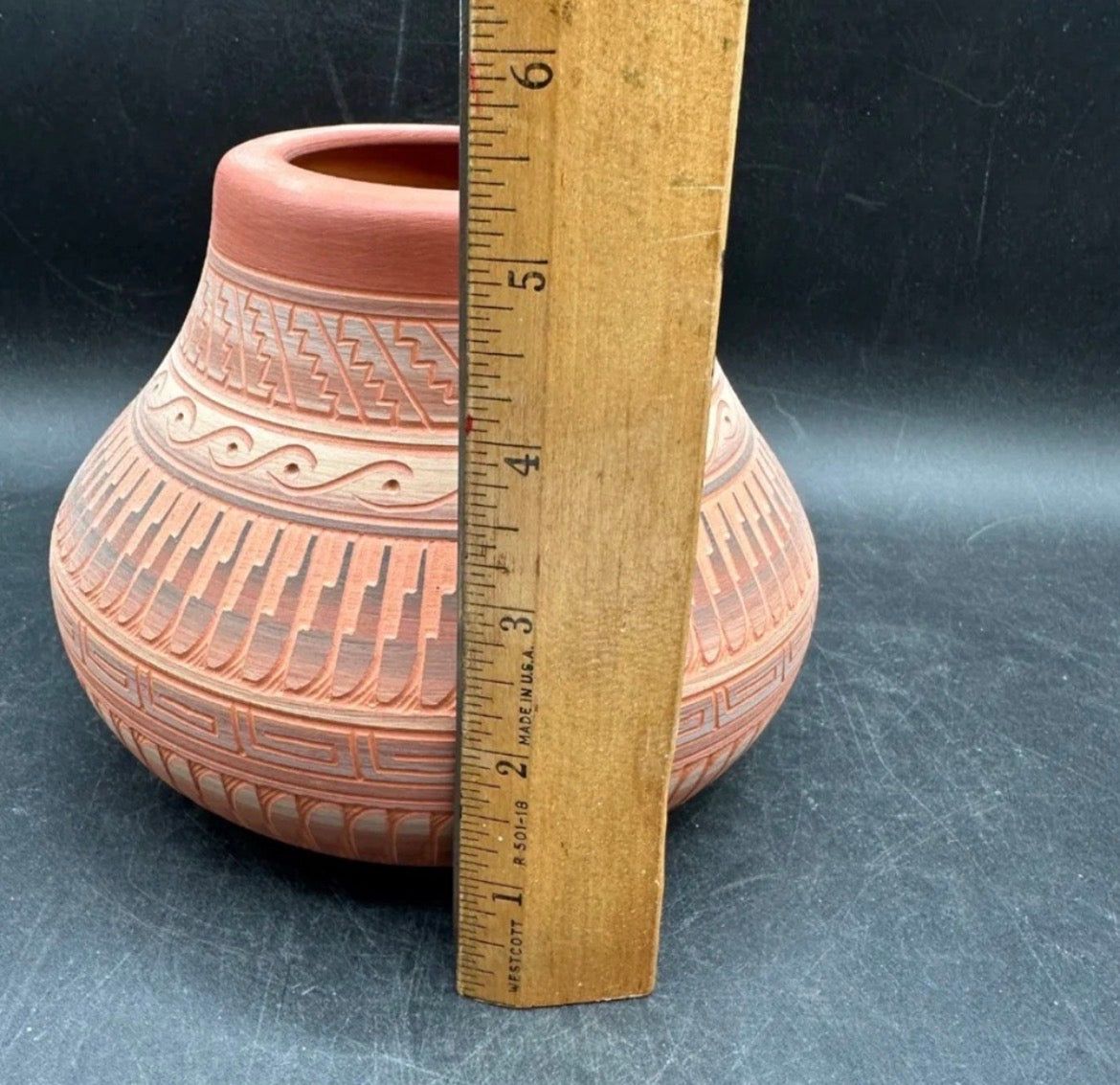 Sylvia Johnson Native Art Navajo Hand Etched-Painted Clay Pot