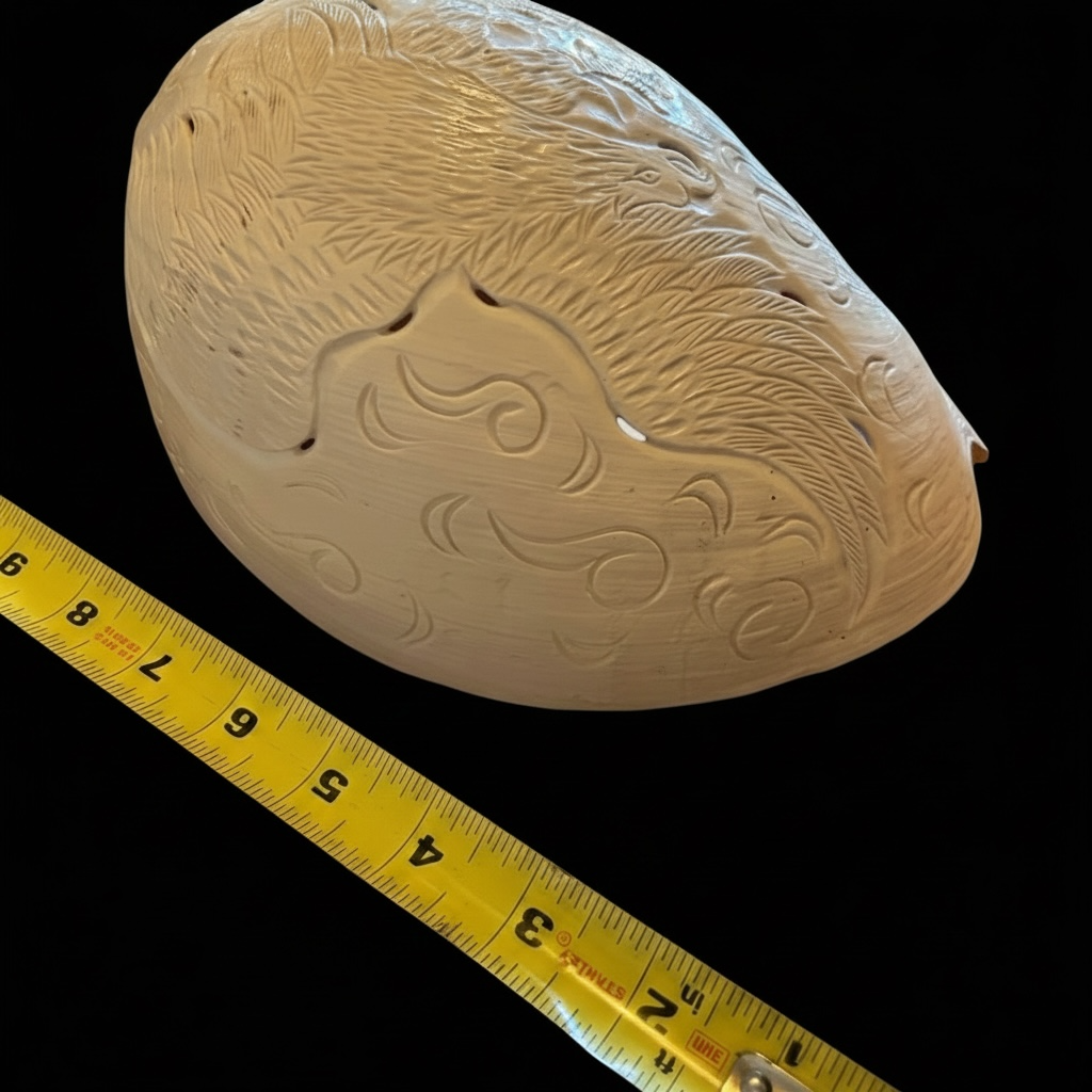 Large Carved Melo Melo Shell with Bird Motif