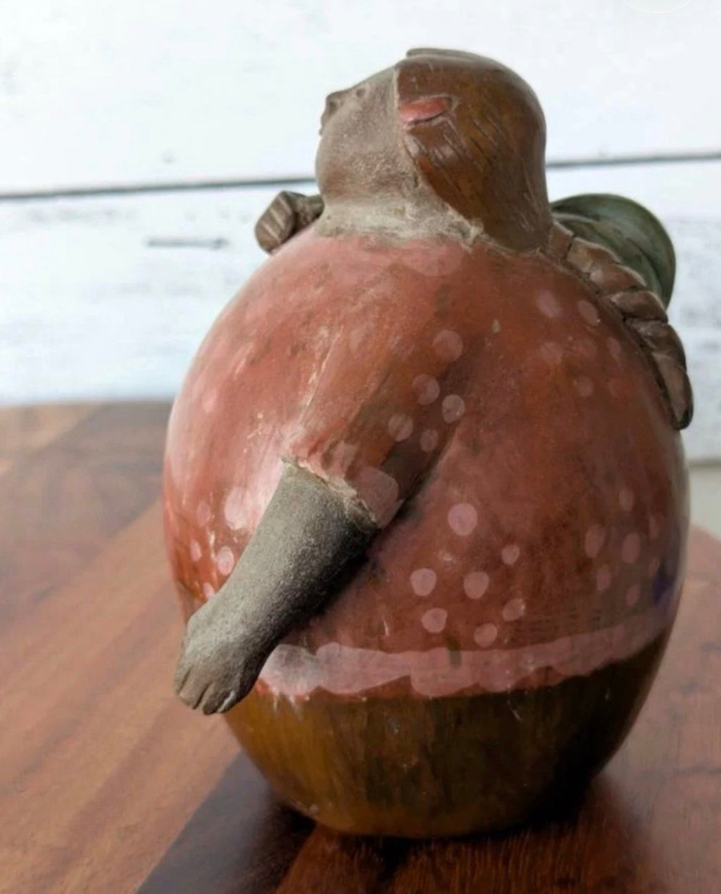 Vintage Chulucanas Peru Figurine - Signed Sebastian Paz - Woman with Bag - 6"