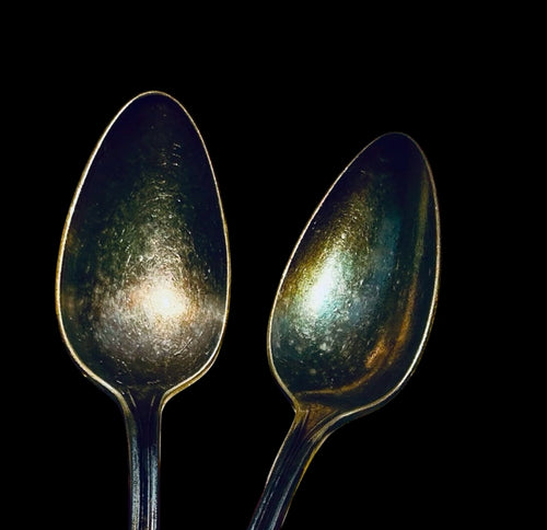 International Silver Co. 7” Place Spoons – Vibrant Iridescent Rainbow Patina (Set of 2)