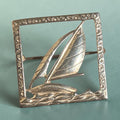 Vintage Sterling Silver Sailboat Brooch Pin - Midcentury