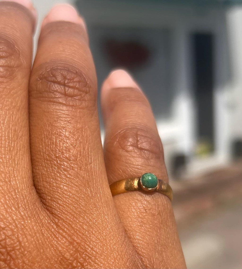 Antique Victorian 22k Gold Ring Birmingham Turquoise Alabaster & Wilson