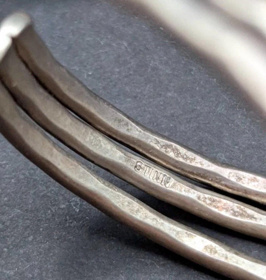 Vintage GERALD STINN Modernist STERLING Silver Triple Wave Cuff Bracelet 23.6g