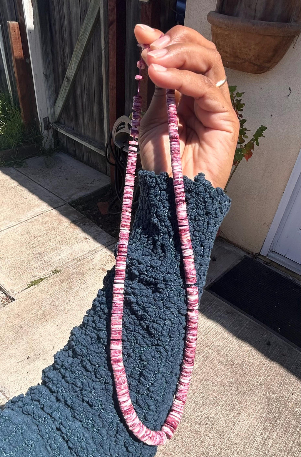 Rare 26" Natural Purple Spiny Oyster Heishi Master Strand