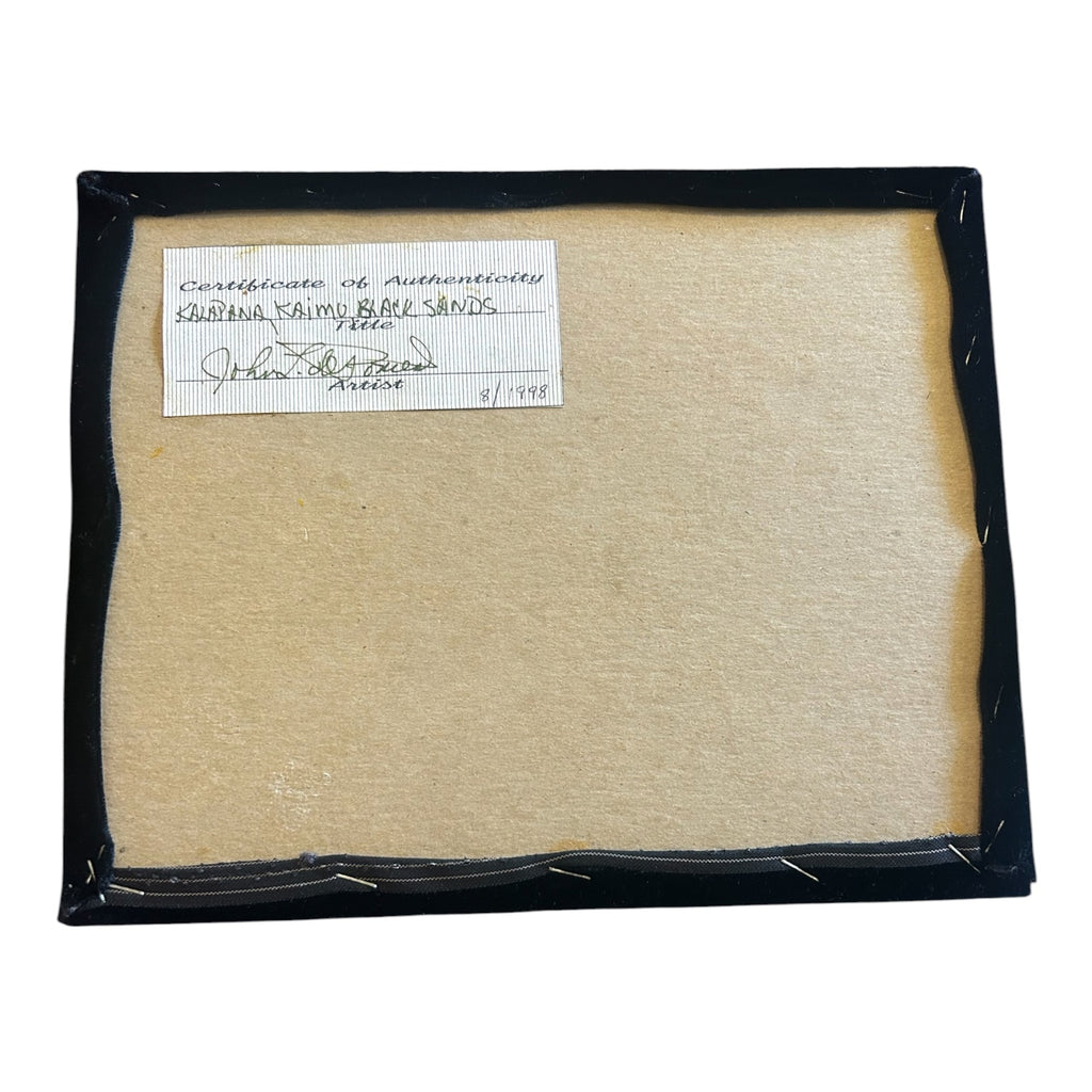 Original John L. De Ponce "Kalapana Kaimu Black Sands" Signed Velvet Painting with COA (10" x 8"