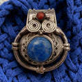 Vintage 925 Sterling Silver Tibetan Gau Amulet Pendant Lapis Coral Owl 17.3g