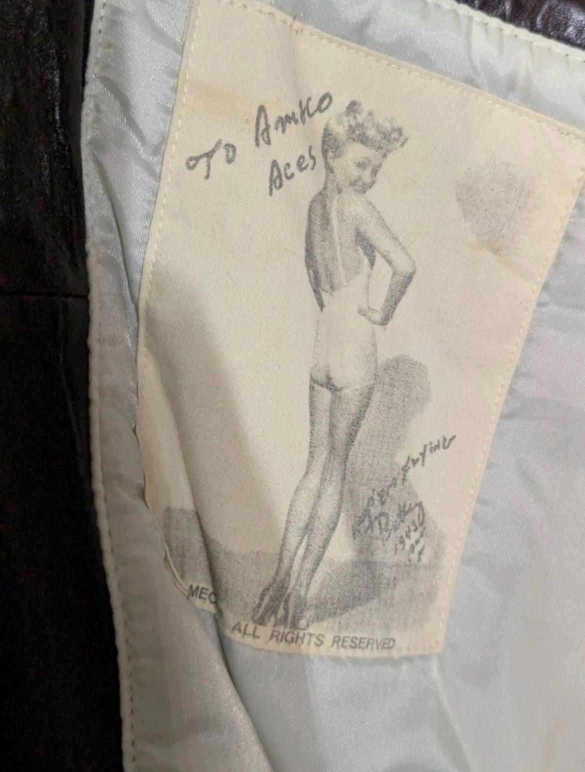Vintage Ameco Type A-2 Leather Flight Jacket Medium Osan AFB Korea Souvenir