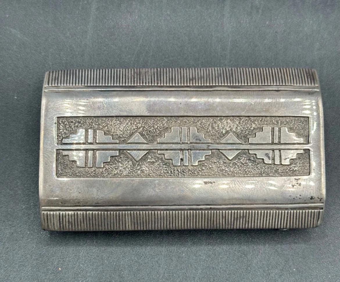 Vintage Navajo Sterling Silver Belt Buckle, Hand Stamped Southwestern Western Accessory, Signed RB Hallmark