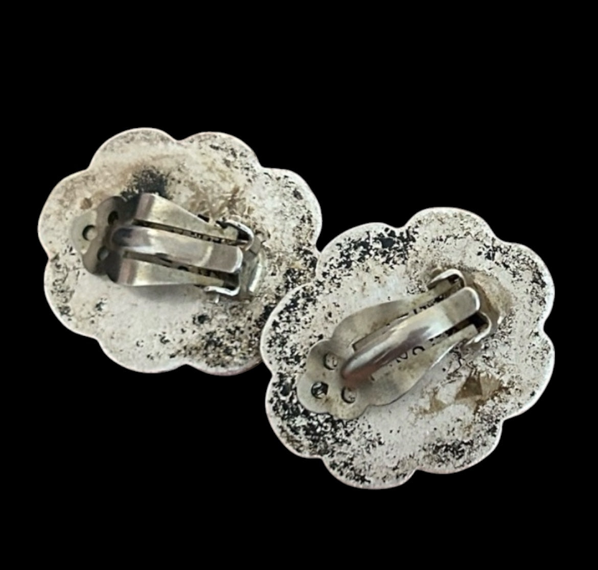 Vintage Taxco Mexico 925 Sterling Silver Blue Sodalite Clip On Earrings