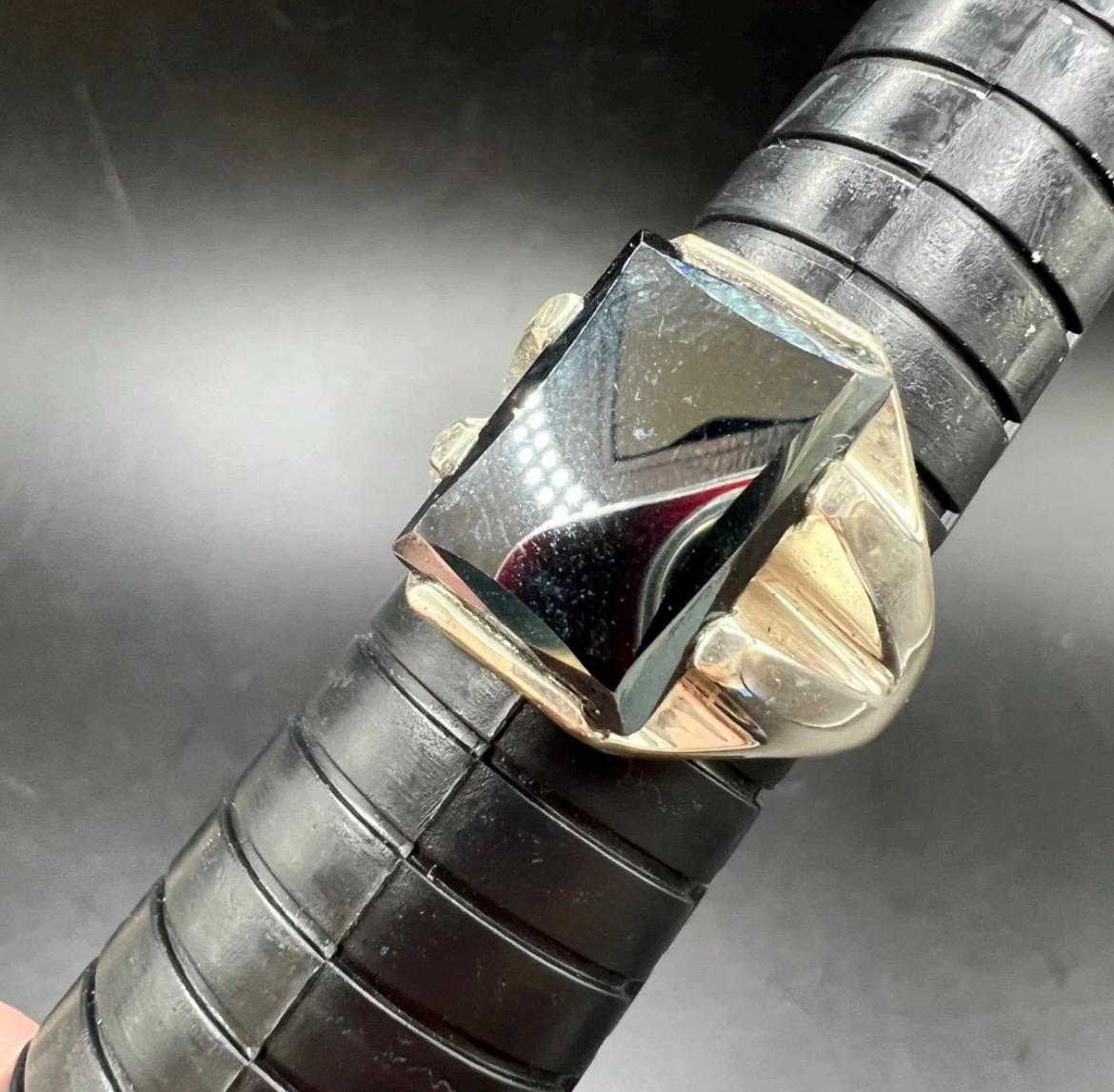 Heavy Vintage 10.7g Men’s Sterling Silver Black Onyx Signet Ring Sz 10