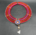 Vintage African Maasai Beaded Collar Necklace MCM Estate Tribal Art 1970s