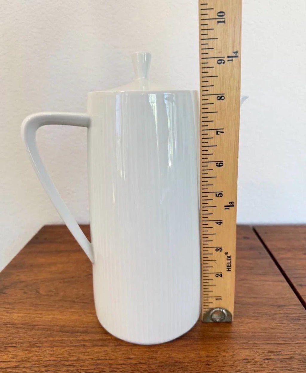 Vintage Seltmann Weiden Bavaria Coffee Pot, Monika White Ribbed Porcelain Teapot, Mid Century Modern German Dinnerware, 9 Inch MCM