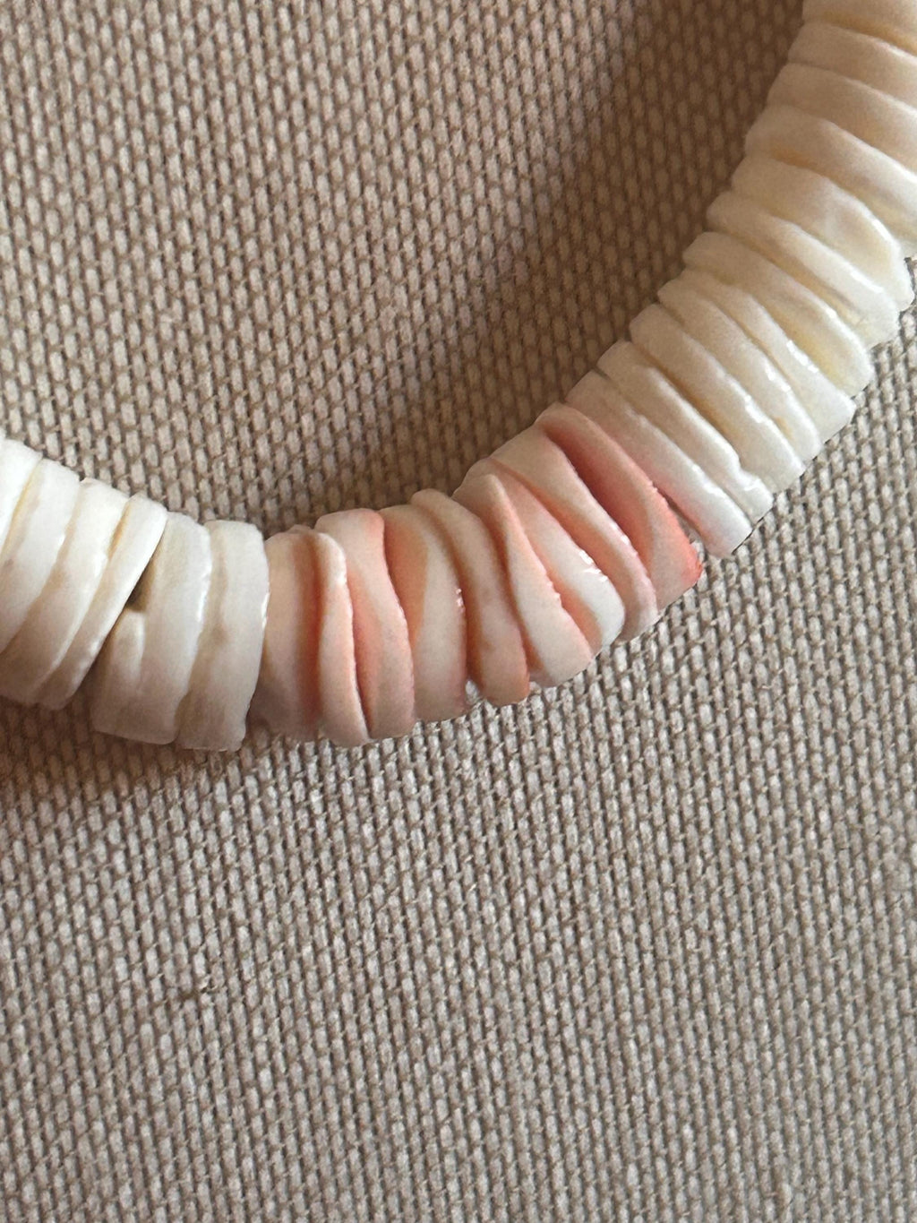 Vintage Artisan Heishi Strand - 16" Graduated White Shell - Estate Find 62 grams