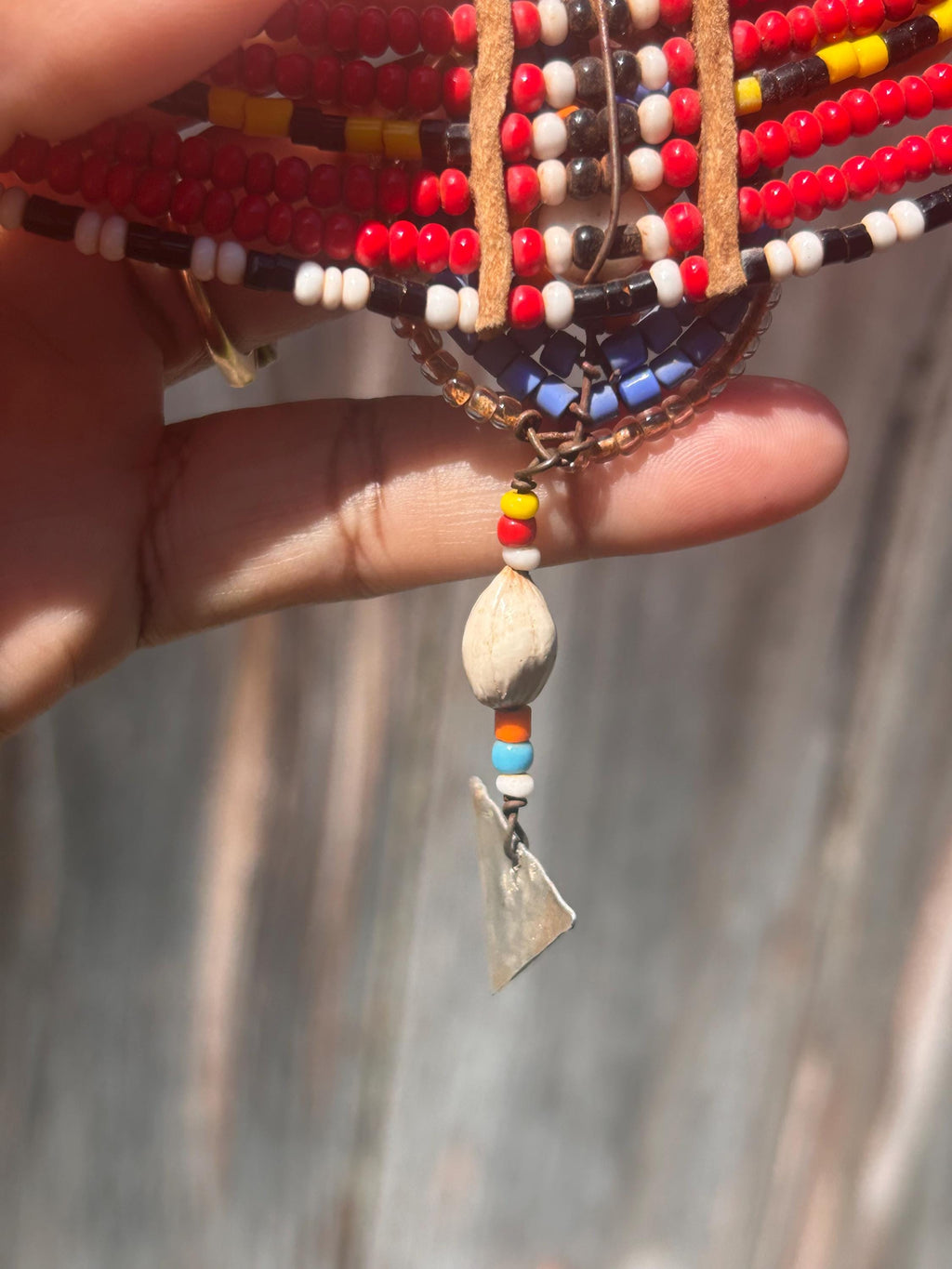 Vintage African Maasai Beaded Collar Necklace MCM Estate Tribal Art 1970s
