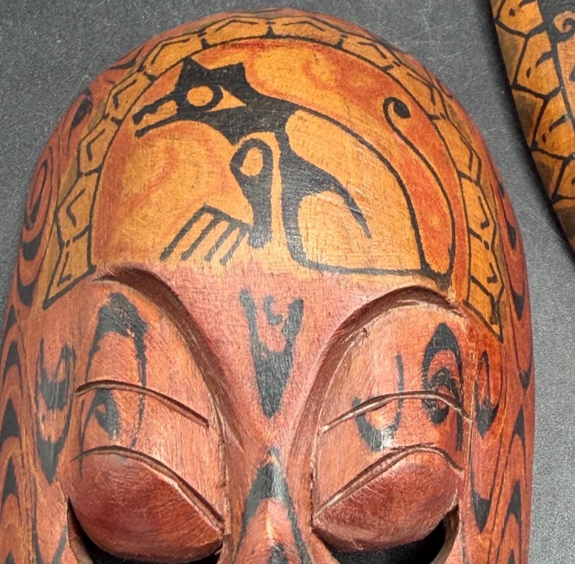Set of 3 Vintage Hand-Carved Wooden Masks | Indonesian Tribal Wall Decor