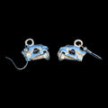 Sabertooth Tiger Skull Dangle Earrings — White Bronze & Sterling Silver | Paleontological Art Jewelry