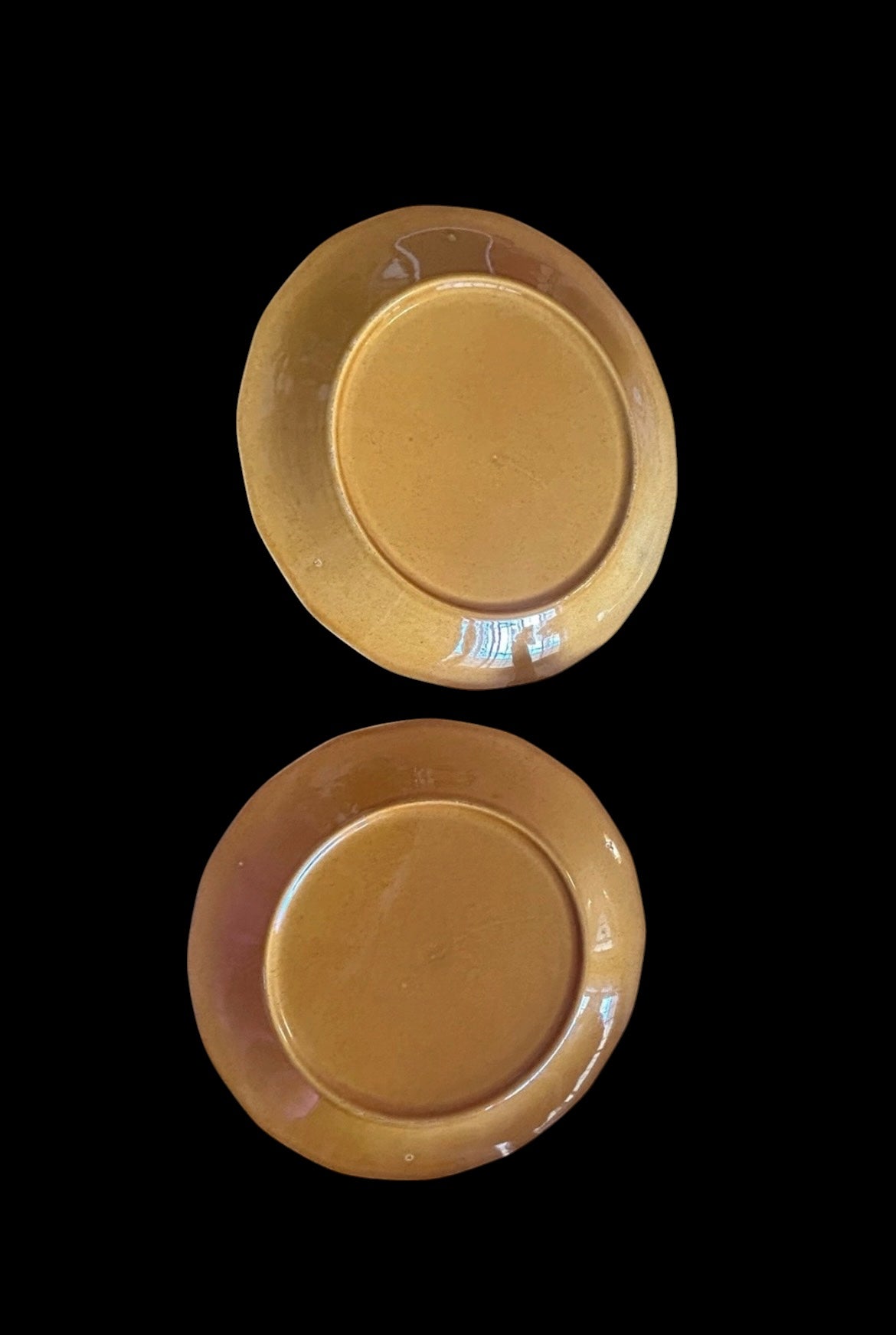 VTG MCM Homer Laughlin Milano Gold 12” Chop Plate Serving Platters - Pair of 2