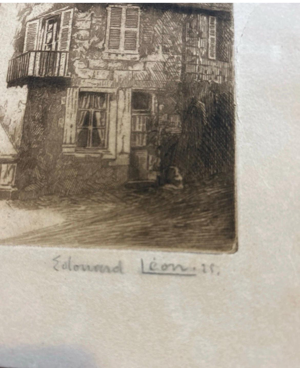 Edouard-Henri Leon Original Etching 1921 Signed French Cityscape Street Scene