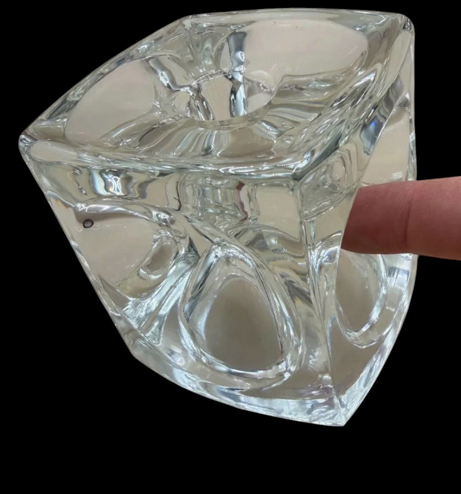 Rudolf Jurnikl "Ice Cube" Art Glass Candle Holder | Sklo Union, Czechoslovakia, 1960s