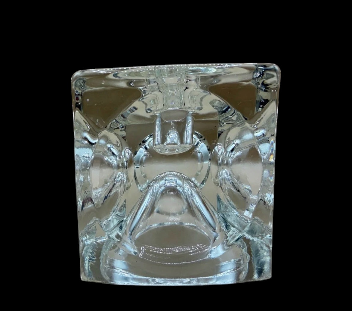 Rudolf Jurnikl "Ice Cube" Art Glass Candle Holder | Sklo Union, Czechoslovakia, 1960s